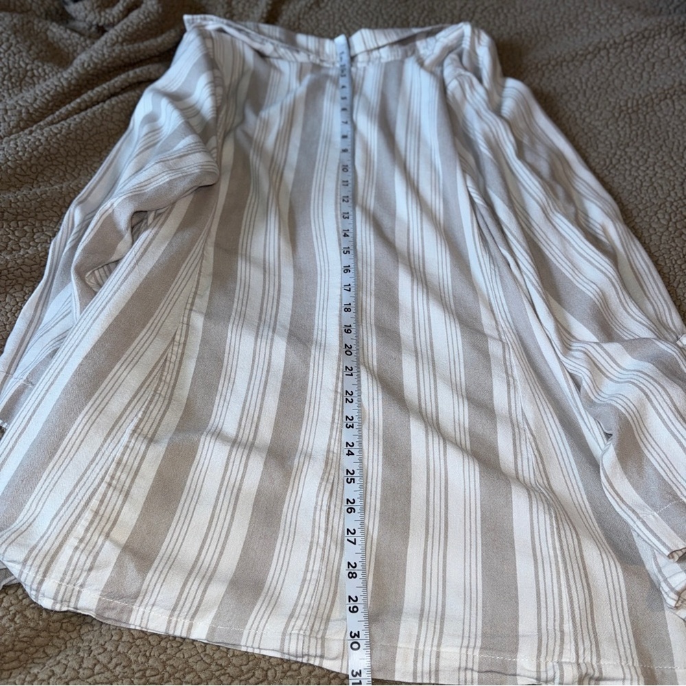 Torrid Size 3 3X Blazer, Beige White Striped, Soft Linen Blend Long Sleeve Lined - Picture 10 of 10